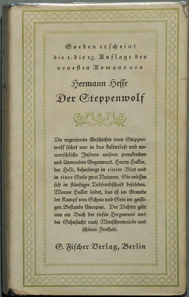 Steppenwolf by Hermann Hesse (image credits: wikimedia)