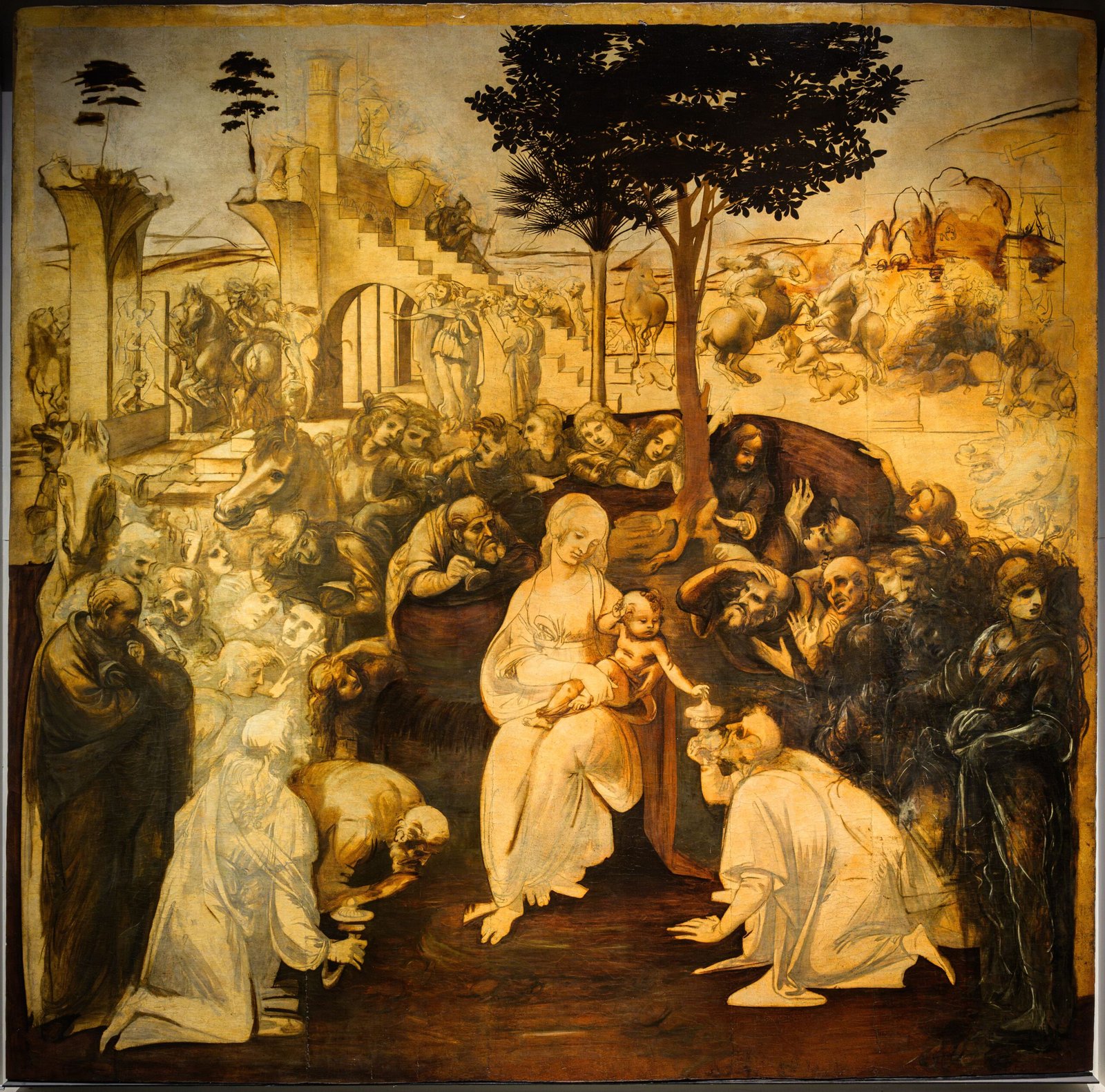 Leonardo da Vinci – The Adoration of the Magi (1481) (image credits: wikimedia)