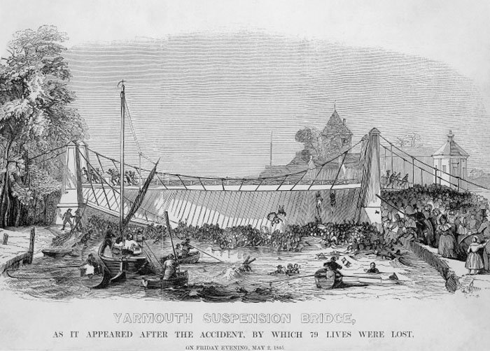 Joy Cut Short: Yarmouth Bridge Collapse (1845) (image credits: wikimedia)