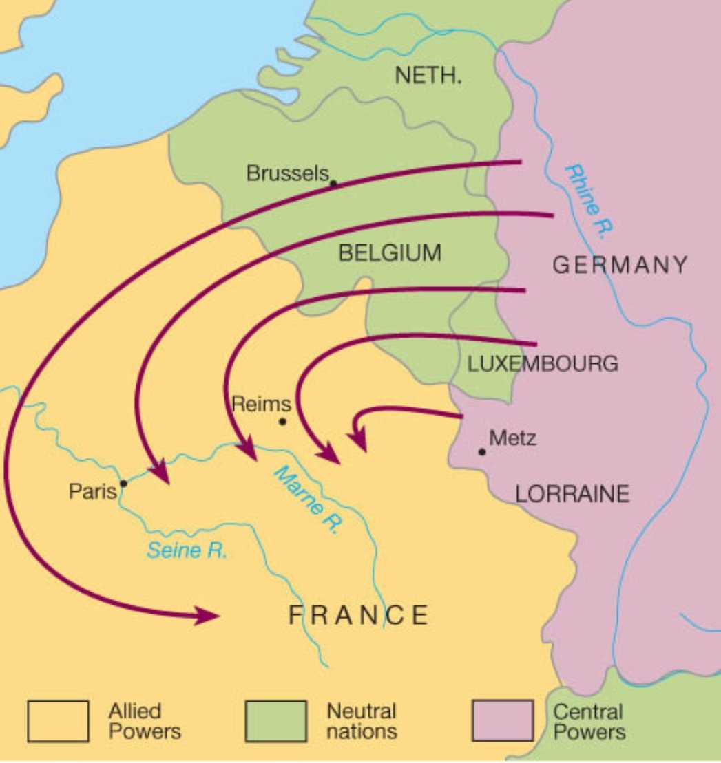 The Schlieffen Plan (Modified) – World War I (1914) (image credits: wikimedia)