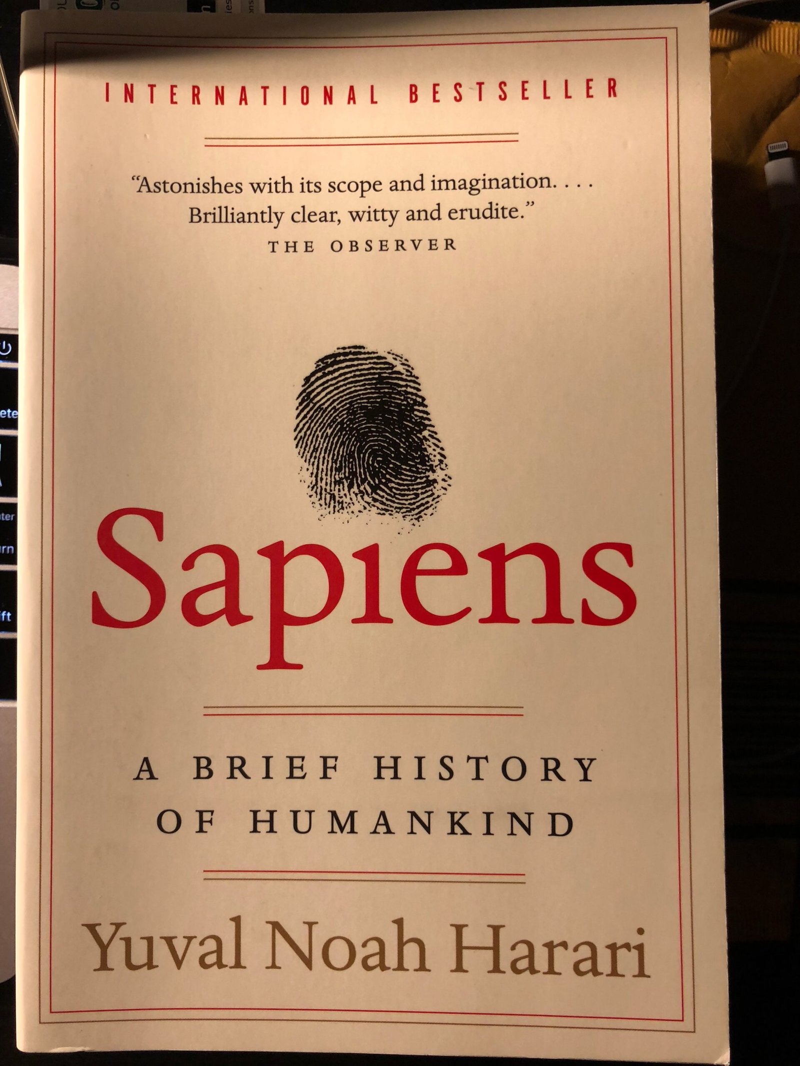 Sapiens A Brief History of Humankind by Yuval Noah Harari (image credits: wikimedia)