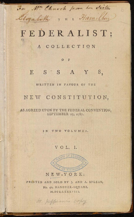 The Federalist Papers: Foundational Arguments in Print (image credits: wikimedia)