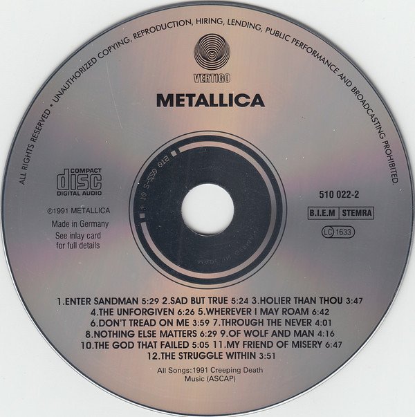Metallica – “Metallica (The Black Album)” (image credits: wikimedia)