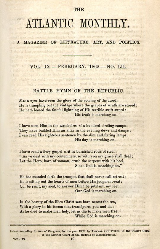 “Battle Hymn of the Republic” – Civil War (image credits: wikimedia)