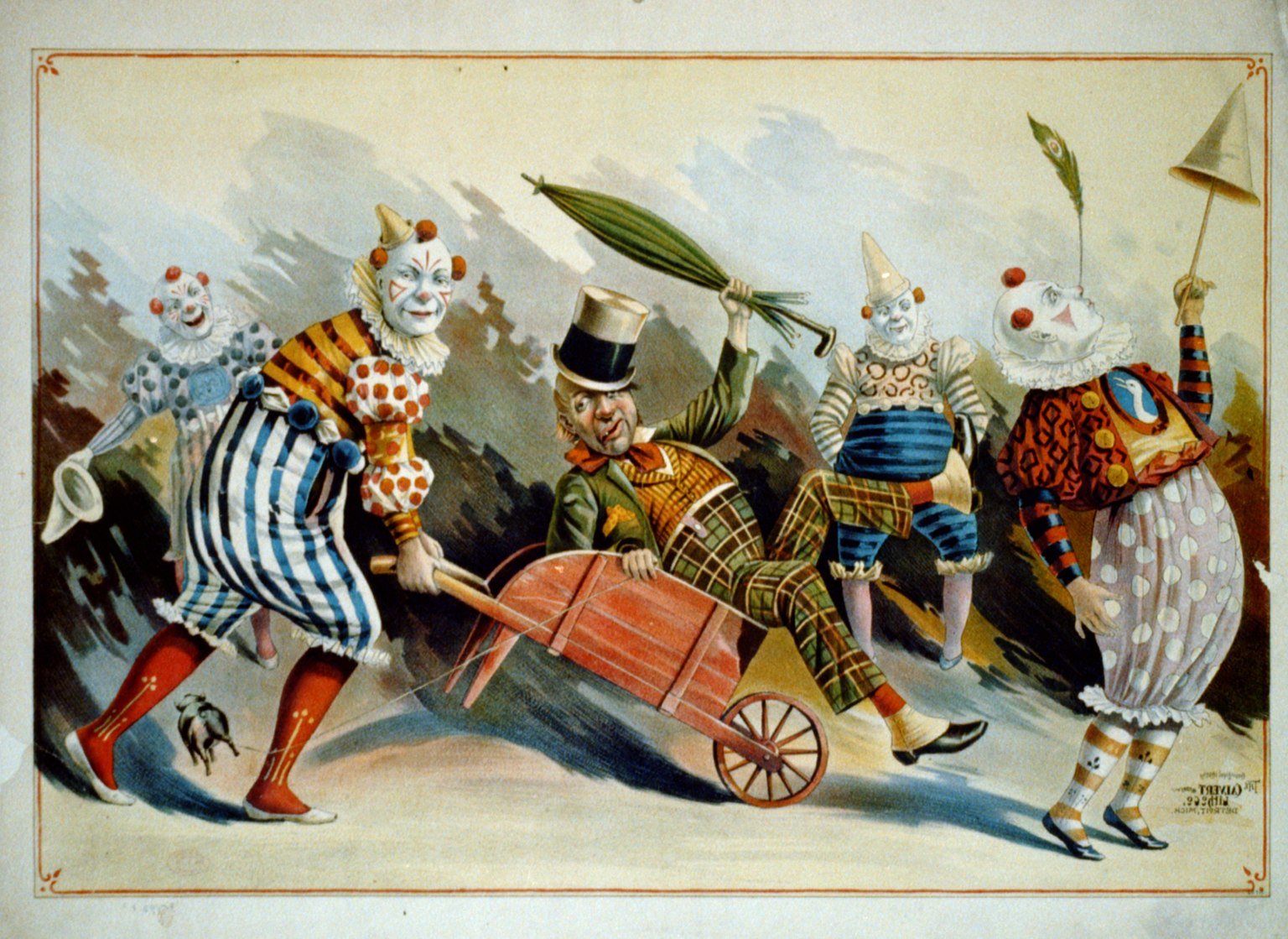 Clowns: From Jesters to American Icons (image credits: Library of Congress
Catalog: https://lccn.loc.gov/2002718921
Image download: https://cdn.loc.gov/service/pnp/cph/3b50000/3b52000/3b52200/3b52237r.jpg
Original url: https://www.loc.gov/pictures/item/2002718921/, Public domain, https://commons.wikimedia.org/w/index.php?curid=67298563)