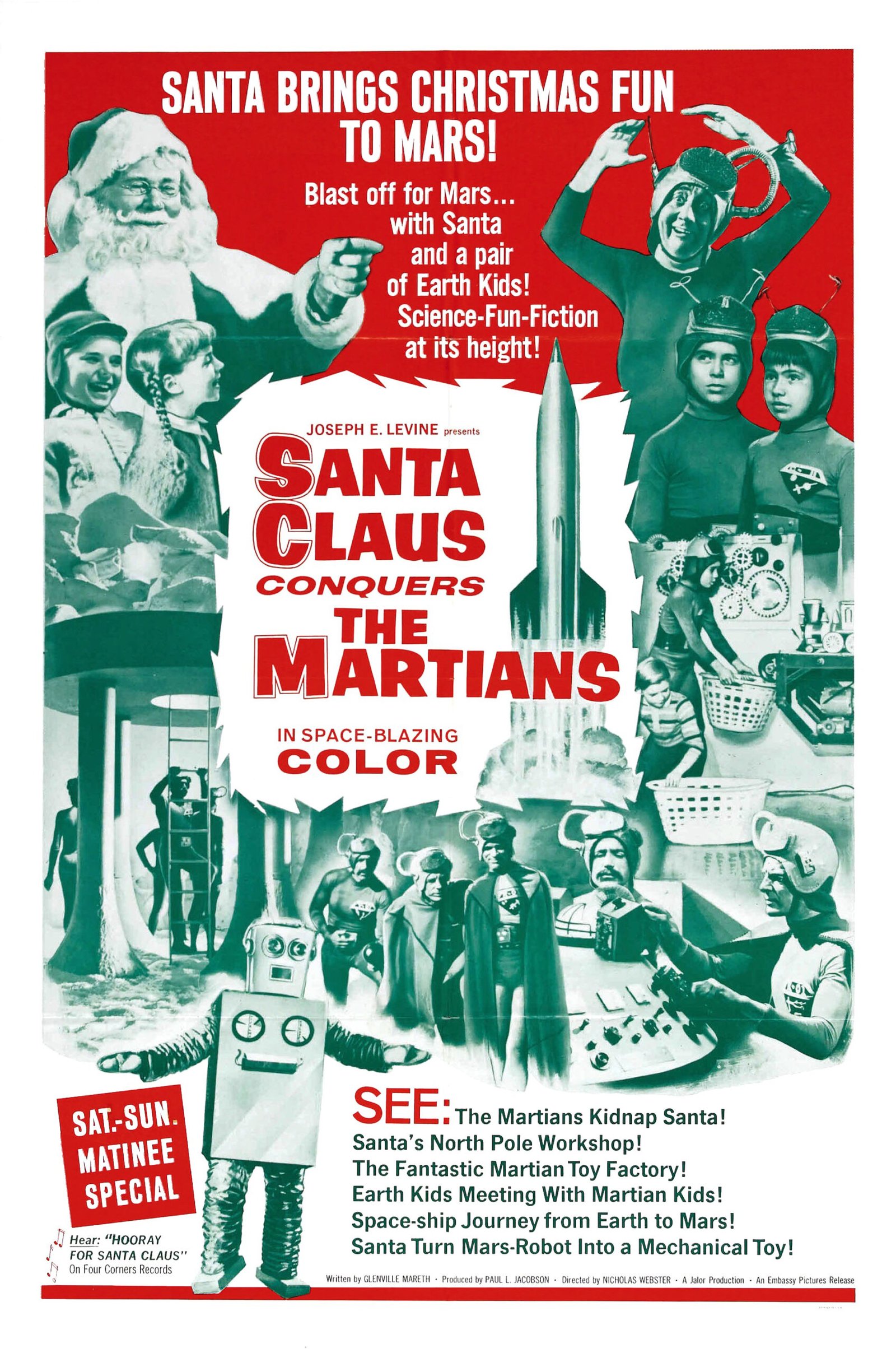 Santa Claus Conquers the Martians (1964) – Holiday Insanity (image credits: By Uncredited, likely done for Embassy Pictures Corporation, Public domain, https://commons.wikimedia.org/w/index.php?curid=29559076)