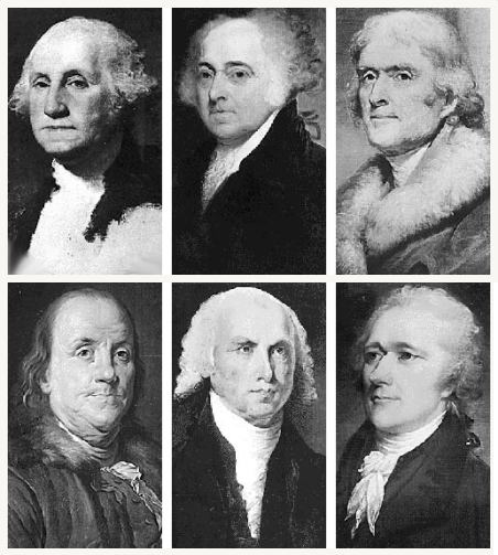 1. The Term "Founding Fathers" Was Not Coined Until the 20th Century (By George Washington: Rembrandt Peale, John Adams: Gilbert Stuart, Thomas Jefferson: Rembrandt Peale, Benjamin Franklin: Joseph Siffred Duplessis, James Madison: John Vanderlyn, Alexander Hamilton: John Trumbull, Public domain)
