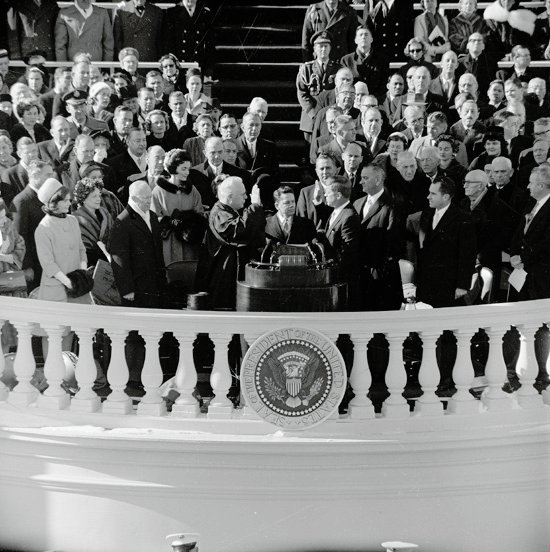 9. John F. Kennedy’s Inaugural Address (1961) (By Record Group 111, Records of the Office of the Chief Signal Officer (111-SC-578830), Public domain)