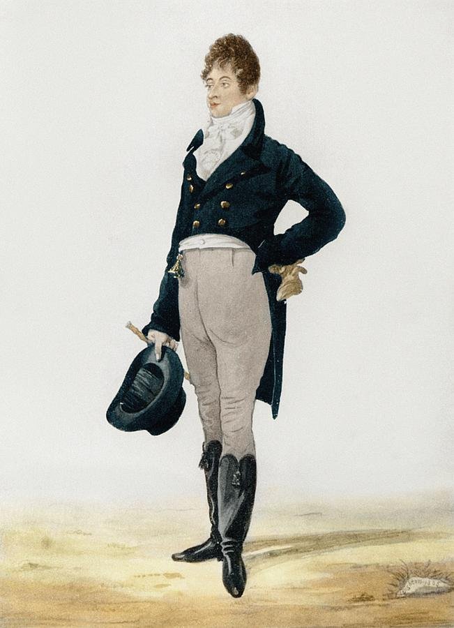 5. Beau Brummell - The Dandy Who Invented the Modern Suit (Color version scanned from Priestley's The Prince of Pleasure by H. Churchyard, Public domain)