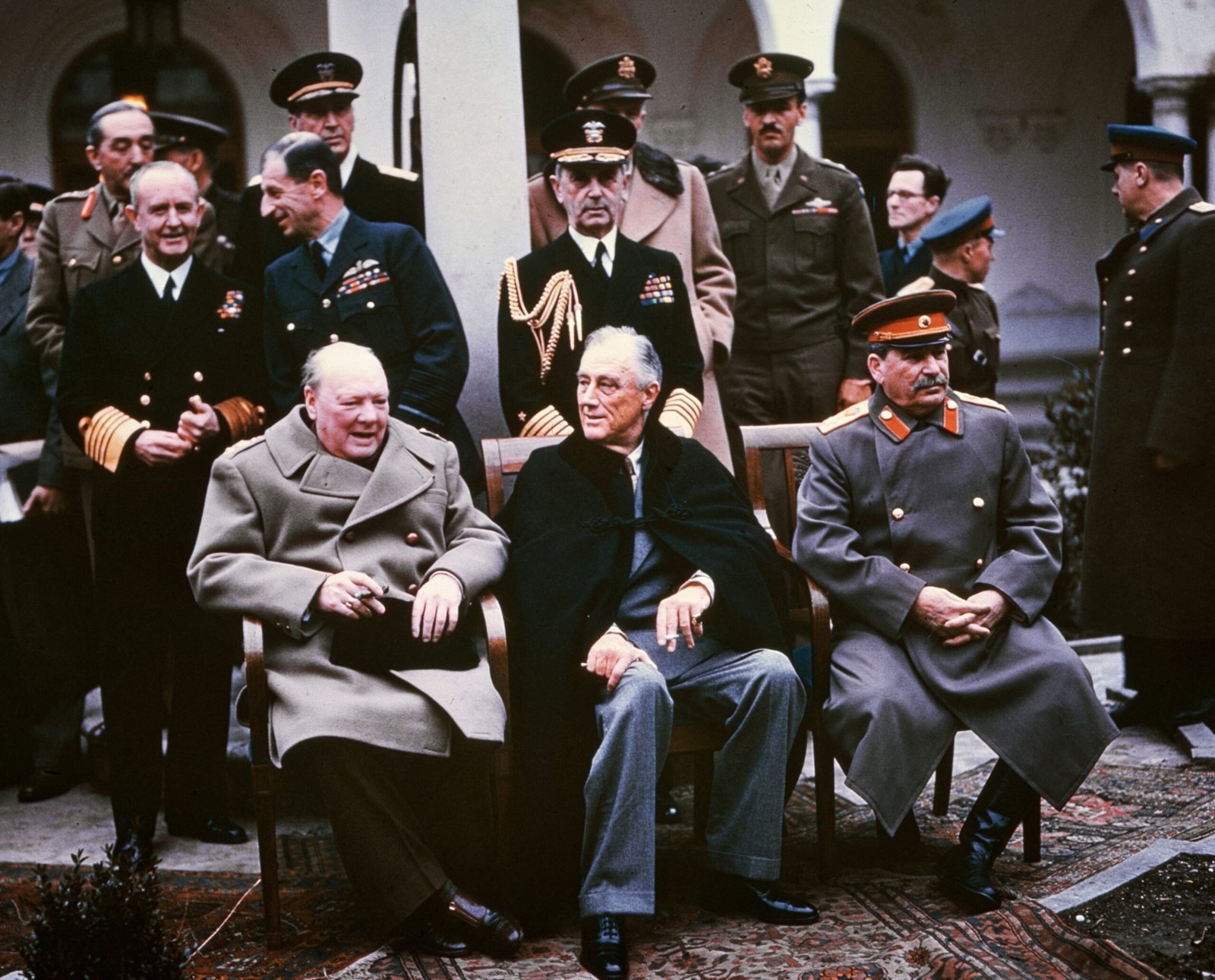 Winston Churchill: Running a War from Bed (history.navy.mil: USA C-543 Yalta Conference, February 1945, Public domain)