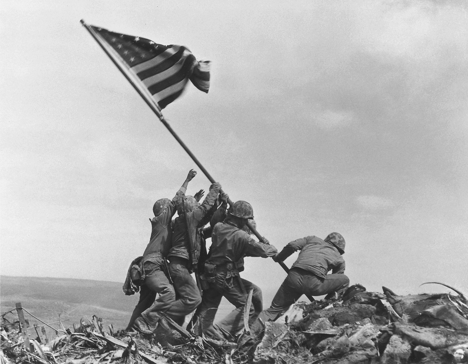 Raising the Flag on Iwo Jima (Marines misidentified one man in iconic Iwo Jima photo, Public domain)