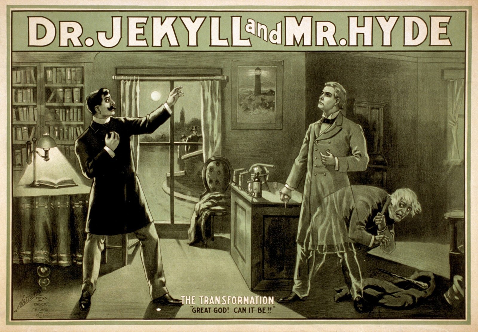 The Strange Case of Dr. Jekyll and Mr. Hyde by Robert Louis Stevenson (This image  is available from the United States Library of Congress's Prints and Photographs division under the digital ID cph.3g08267.This tag does not indicate the copyright status of the attached work. A normal copyright tag is still required. See Commons:Licensing., Public domain)