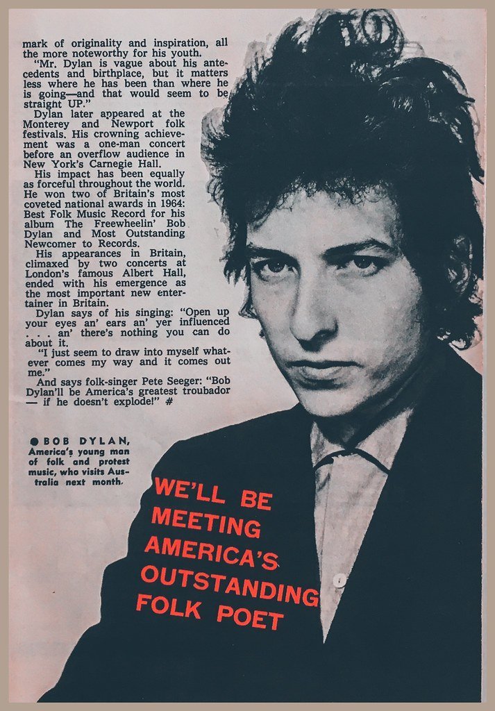 Bob Dylan at Newport Folk Festival, 1965 (Tom Joad's Ghost, Flickr, CC BY-SA 2.0)
